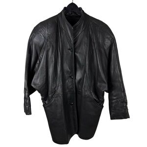 Vintage 1960s Reed Sportswear Made In USA Leather Black Jacket Size 2XL